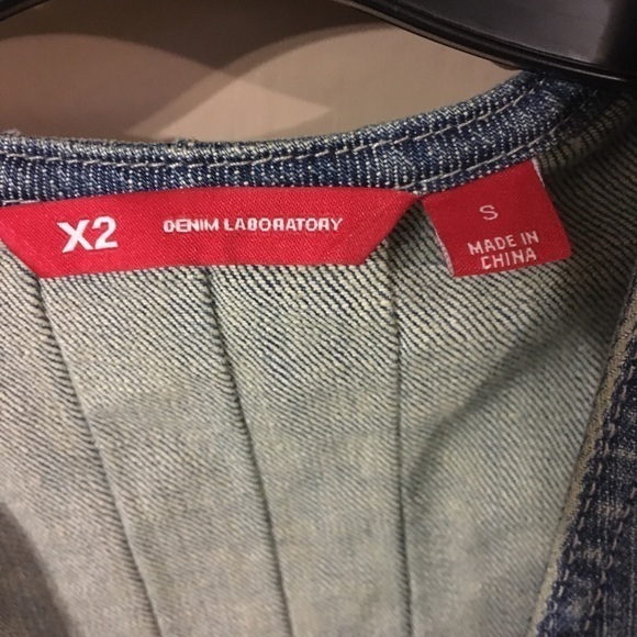 Express Fitted Studded Denim Jeans Vest Si… - Picture 10 of 15